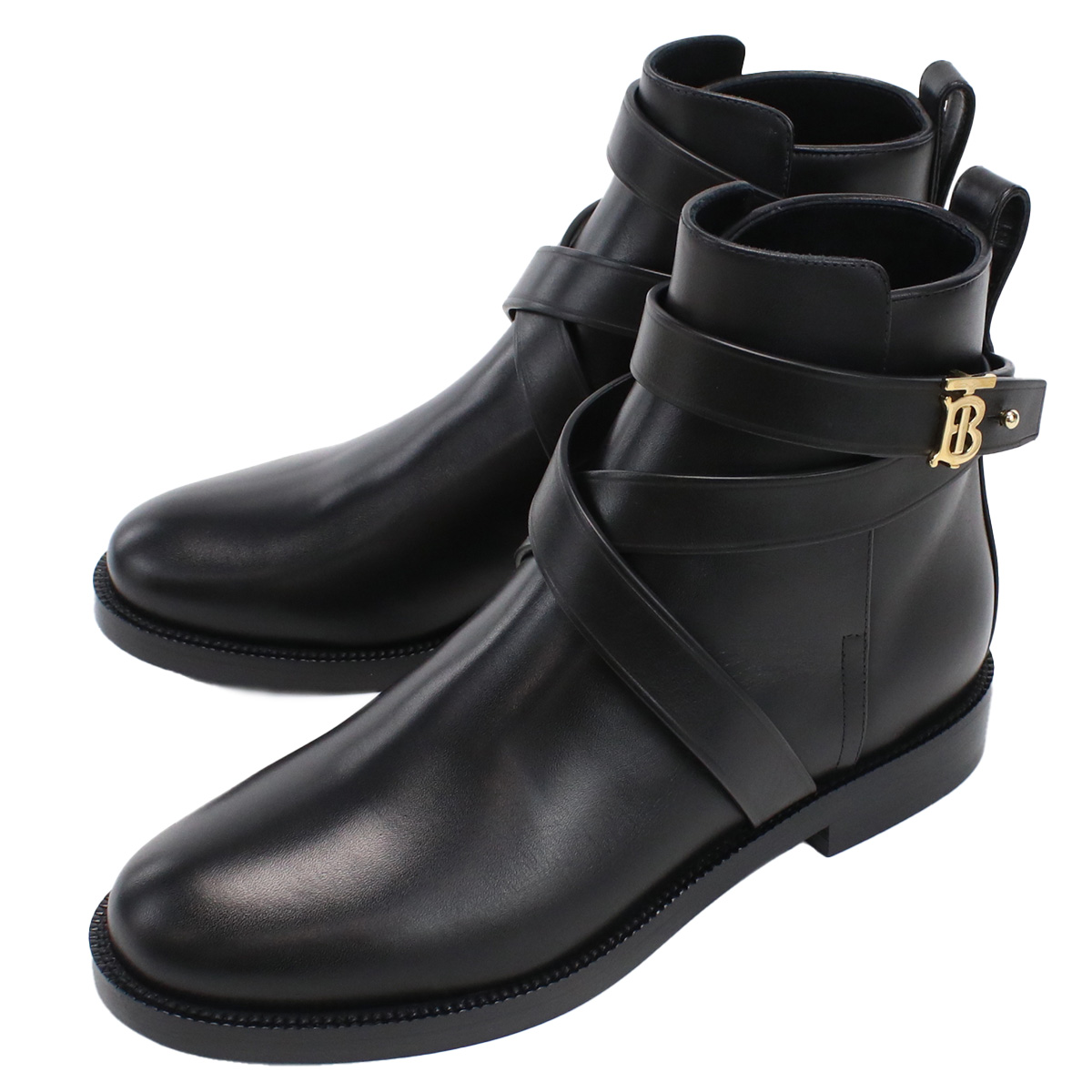 【新品未使用正規品】バーバリー BURBERRY レディースブーツ ブランドブーツ おしゃれ ブランドロゴ 8042370 A1189 BLACK ブラック 24.5cm