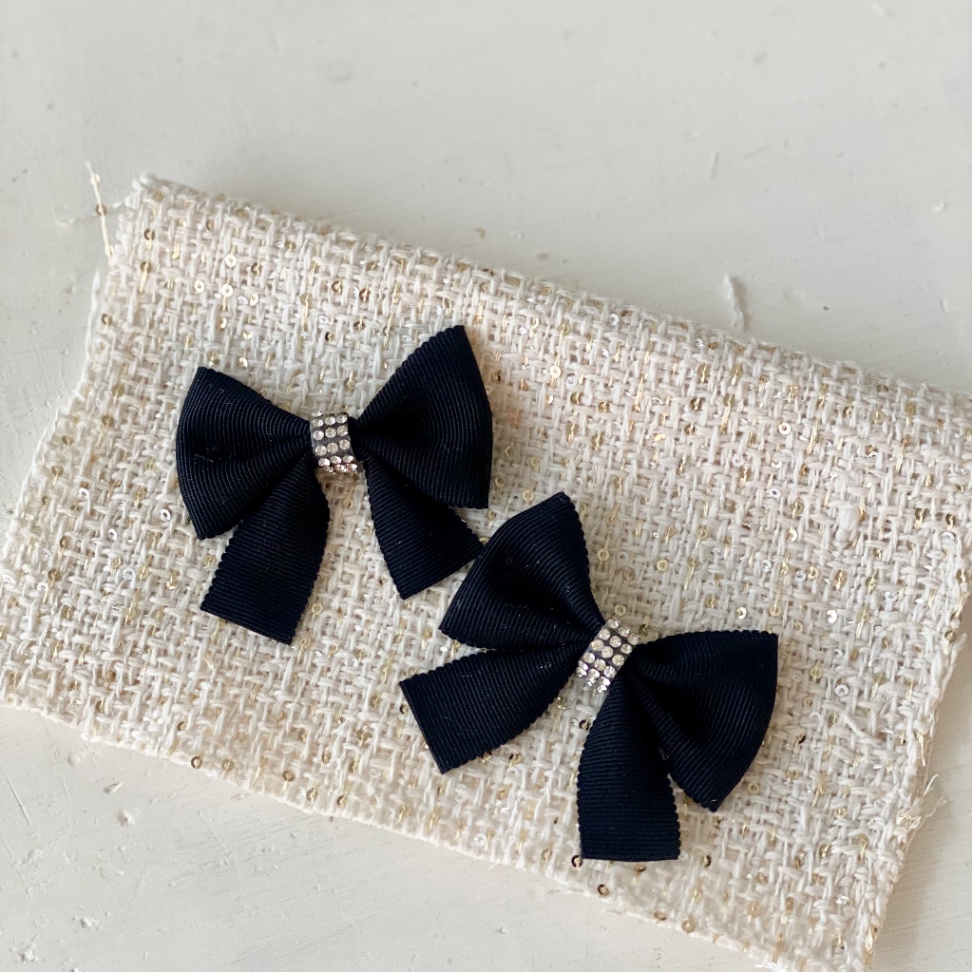 靴モチーフ用飾りリボン(Lサイズ用)黒ビジュー