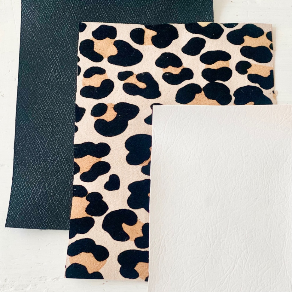 レザー素材セット(靴モチーフ用)レオパードオレンジ